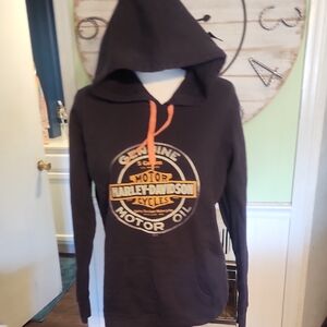 Harley-Davidson Black Hoodie with Orange Accents